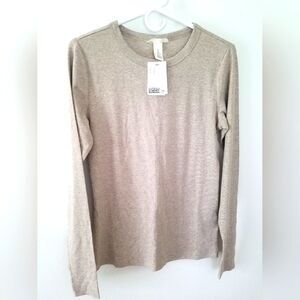 NWT H&M Long Sleeve Ribbed Shirt Oatmeal Size Large